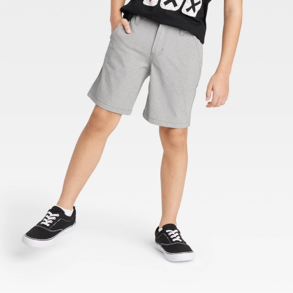 Cat & Jack Boys Quick Dry Flat Front 'At the Knee' Chino Shorts - Gray, Size 6